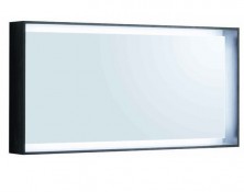 Specchio 120 con cornice in finitura rovere e illuminazione interna a led